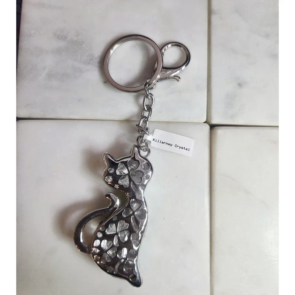 Killarney Crystal Green Rhinestone Green Cat Keychain Bag Charm
